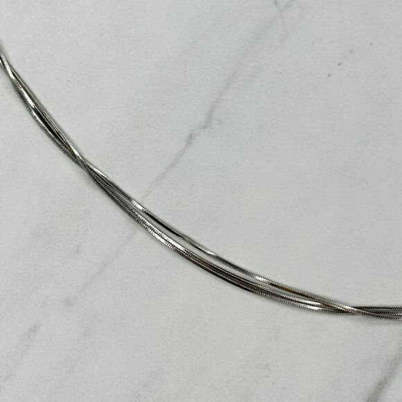 Chicos Multi Strand Coil Rhinestone Barrel Silver Tone Necklace ✨ - Picture 7 of 9